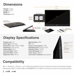 14" | Swivel | Sidetrak | Triple | Hub | Multi Monitor Setup | 14 swivel triple monitor size specifications and measurements