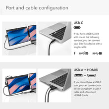 12.5" Black | Swivel | Sidetrak | SideTrak Portable Monitor port and cable configurations with USB-C and USB-A+HDMI