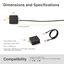 Wall Power Cord | SideTrak | Dimensions, Specifications, and Compatibility of the SideTrak USC-C 2.0 Wall Charger