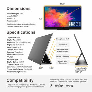 15.8 | HD | Touch | Solo Pro  | Side track | Touch Screen Monitor | detail specs for Solo HD 15.8 touch screen