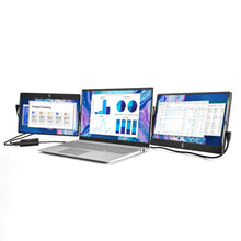 12.5" | Swivel | Sidetrak | Triple | Hub | Multi Monitor Setup | 12.5 swivel triple monitor with hub on a table with work screens