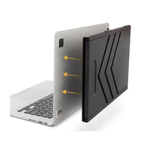 Black | Slide | SideTrak | extended screen for laptop | extended screen for laptop being slid onto laptop