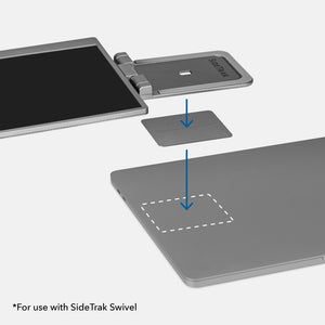 Dark Gray | Swivel | SideTrak | SideTrak Metal Plates | laptop with sidetrak swivel metal plate being applied to the back