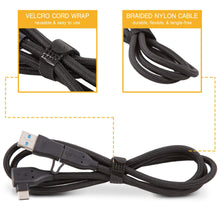 3 ft | White | USB-C | USB-A | SideTrak | USB-C Cord | SideTrak braided nylon cable with velcro cord wrap
