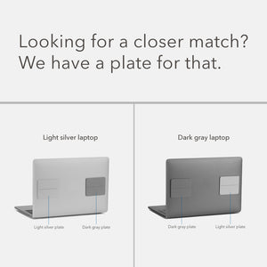 Silver | Swivel | SideTrak | SideTrak Metal Plates | two laptops showcasing light silver and dark gray metal plates